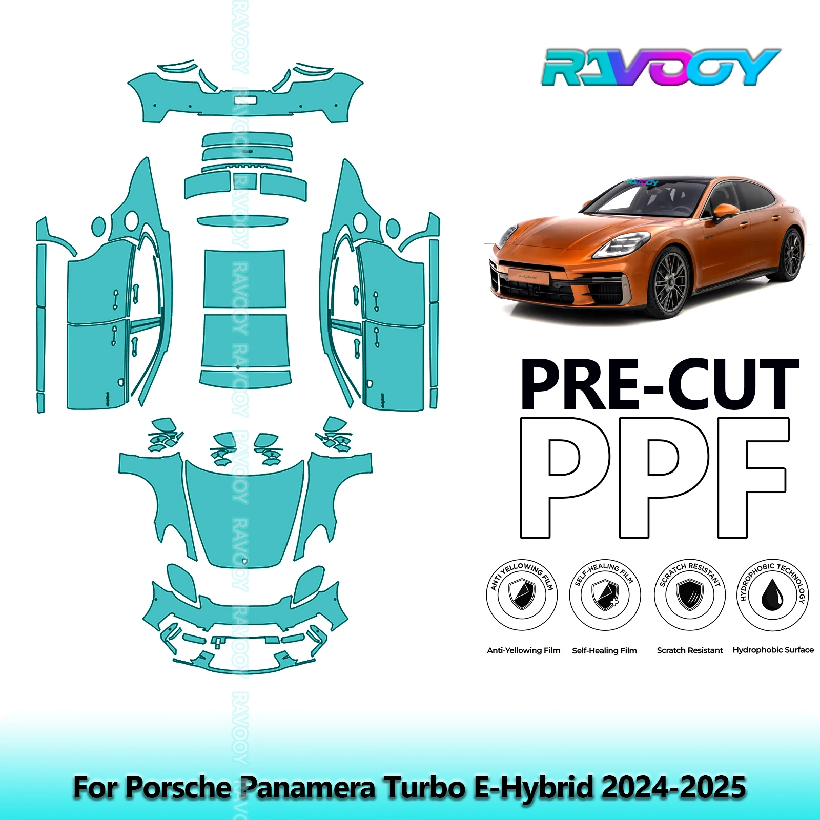 

8.5Mil Precut PPF Paint Protection Film Full Vehicle Clear Bra For Porsche Panamera Turbo E-Hybrid 2024-2025