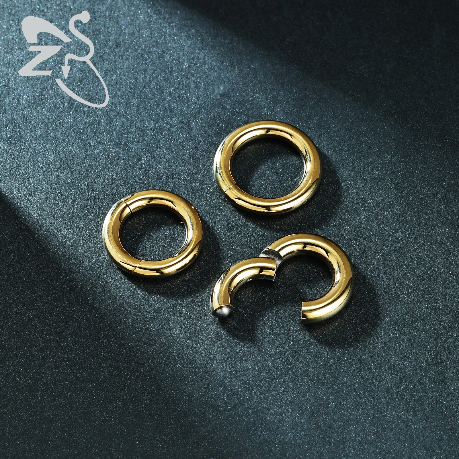 ZS 1PC G23 Tytanowy kolczyk kółko dla mężczyzn Pozłacany kolczyk kółko Duży pierścień nosowy Seputm 2/4/6/8/10/12G Punk Earring — zdjęcie 7