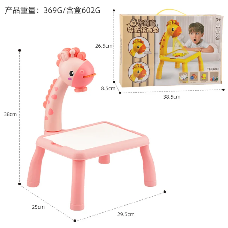 Table à dessin de projection multifonctionnelle, en forme de dessin animé avec son et lumière, dessin graffiti, tableau d'écriture, jouet pour enfants