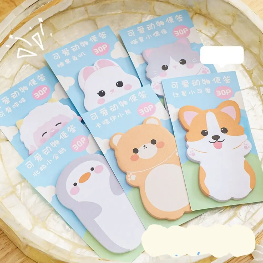 Cartoon Bear Animal Memo Pad, Sheep Cat Sticky Notes, Cute Posted Notepad, Message Notes, Papelaria