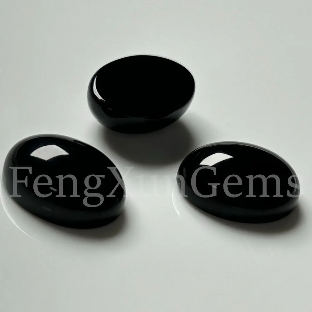 

Oval Shape Blabk color 4x6~20x30mm Flat Bottom Cabochon Glass Beads Stone Loose synthetic GemStone jewelry Accessories