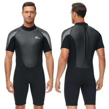 Shorty wetsuit voor heren 3 mm wetsuit voor duiken, surfen, zwemmen en watersporten, neopreen onderwatervissers, eendelig wetsuit