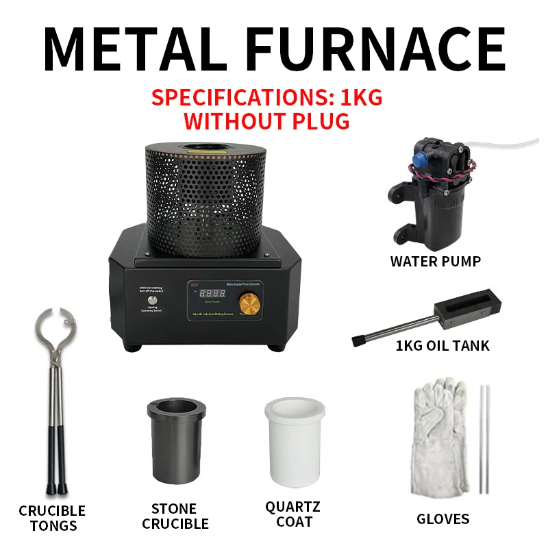 1KG/2KG/3KG 1400 to 1600 Degrees Mini Portable Induction Melting Furnace for Gold Silver Steel Casting Jewelry Smelting Machine