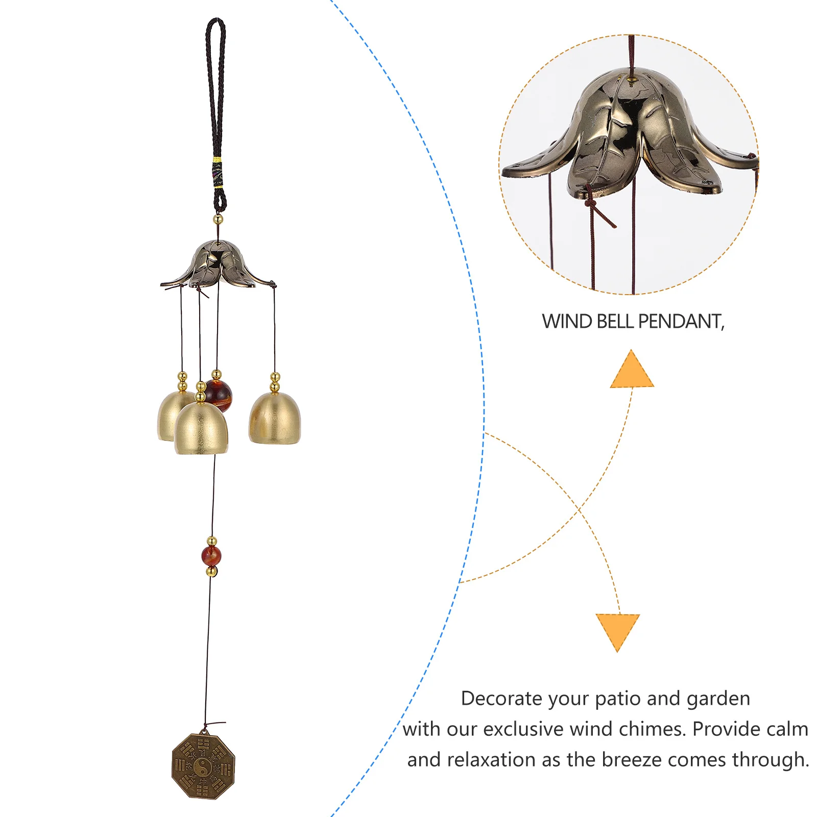 

1Pcs Feng Shui Wind Bell Hanging Garden Ornament Decorative Wind Chime Calm Relaxation Balcony Porch Hanging Pendant