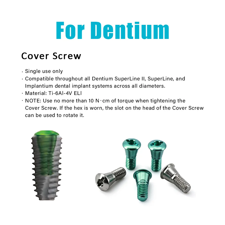 High-Quality Dental Cover Screws for Dentium System Compatible Implants Precision Fit Durable Surgical Restorative Kit 10Pcs