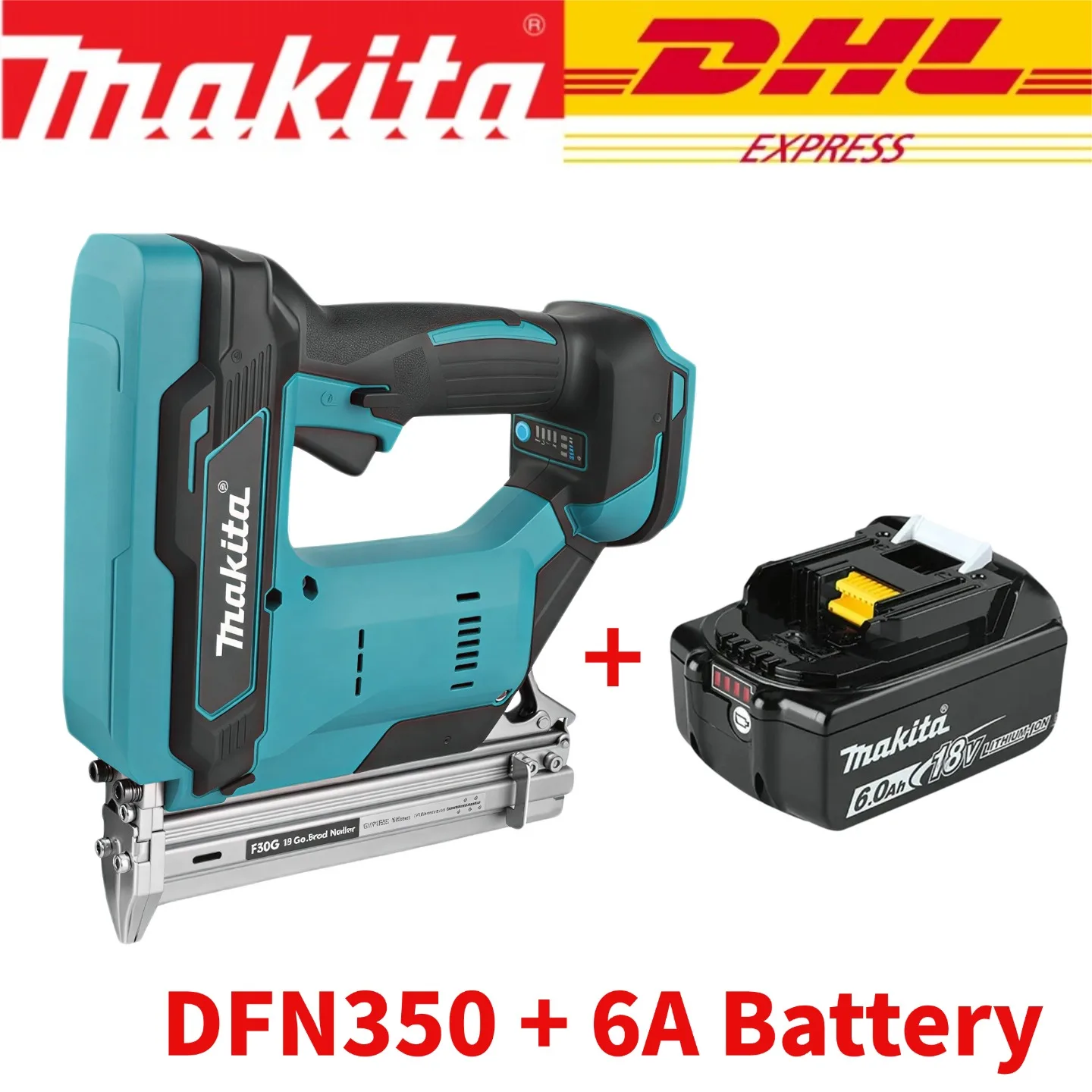 Originele Makita DFN350 draadloze spijkerpistool voor spijkers van 15-35 mm, lichtgewicht en compact voor trim- en afwerkingswerkzaamheden in de timmerbouw