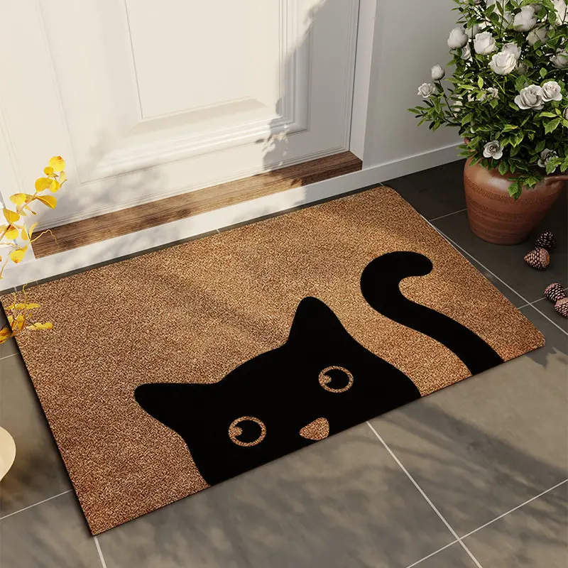 VIKAMA Fun Cat Door Mat, Non Slip And Durable Entrance Carpet, 