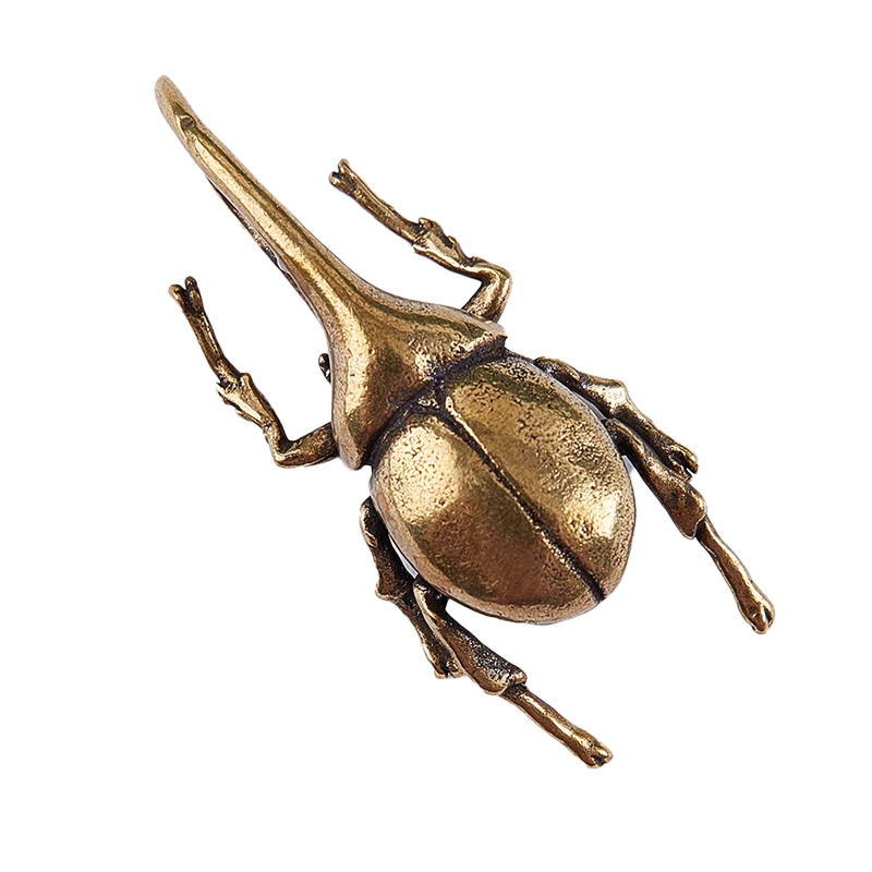 1PC Pure Copper Brass Insect Figurine Miniature Bugs Tea Pet Ornament Copper Beetle Statue 5.3cm*2.1cm