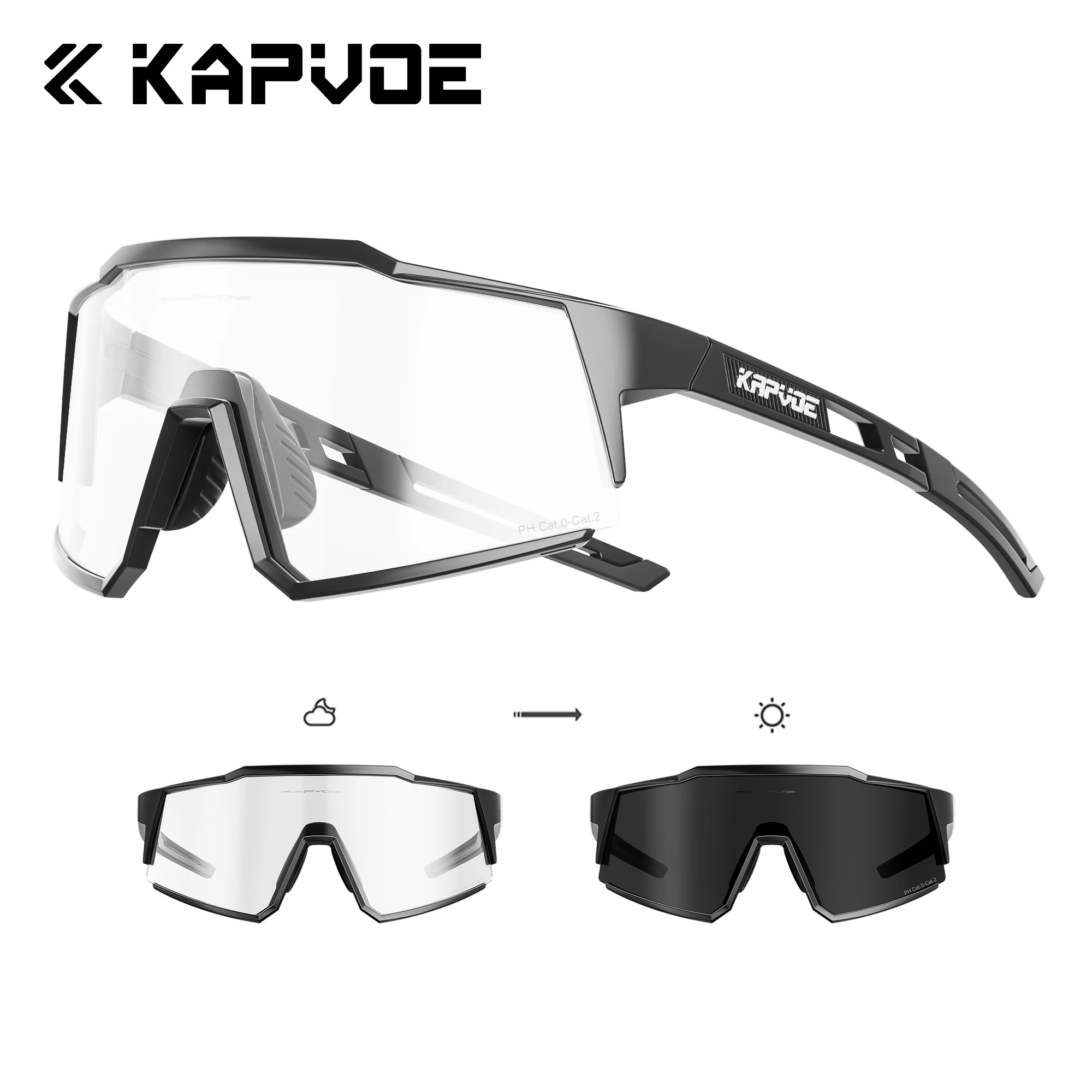 

Kapvoe UV400 Sunglasses Photochromic Glasses Cycling for Men Women Sport Road MTB Mountain Bike Bicycle Glasses Eyewear Goggle