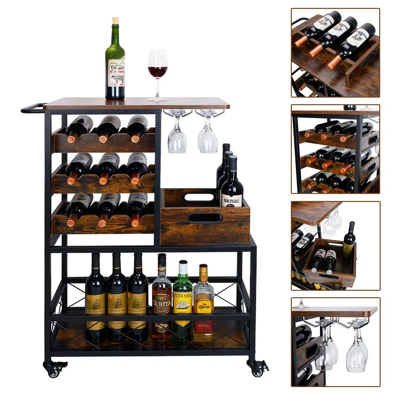 Push food cart Stall car Hotel restaurant Food cart Tea cart Wine rack Kitchen rack