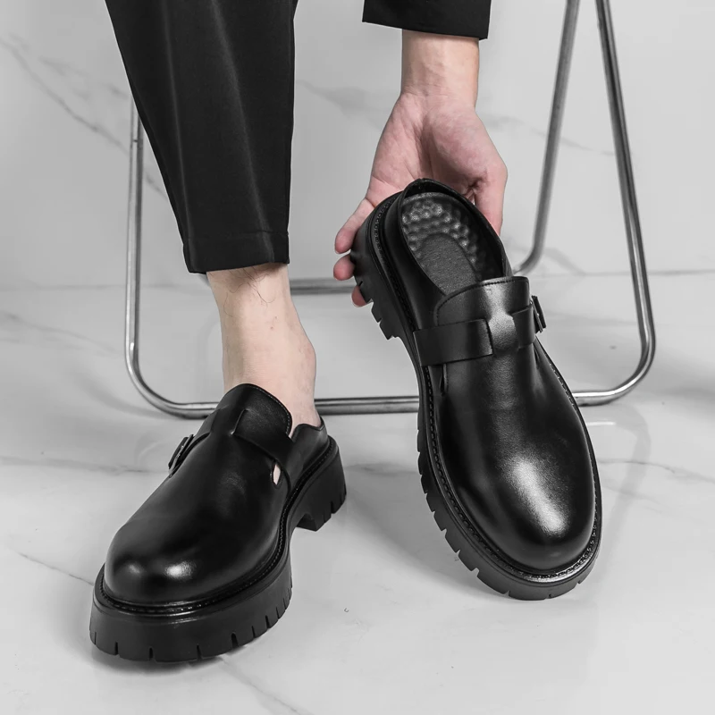 

Мужские туфли Muller из искусственной кожи на толстой подошве с круглым носком, модные классические повседневные тапочки, мужская обувь, размеры 38-46