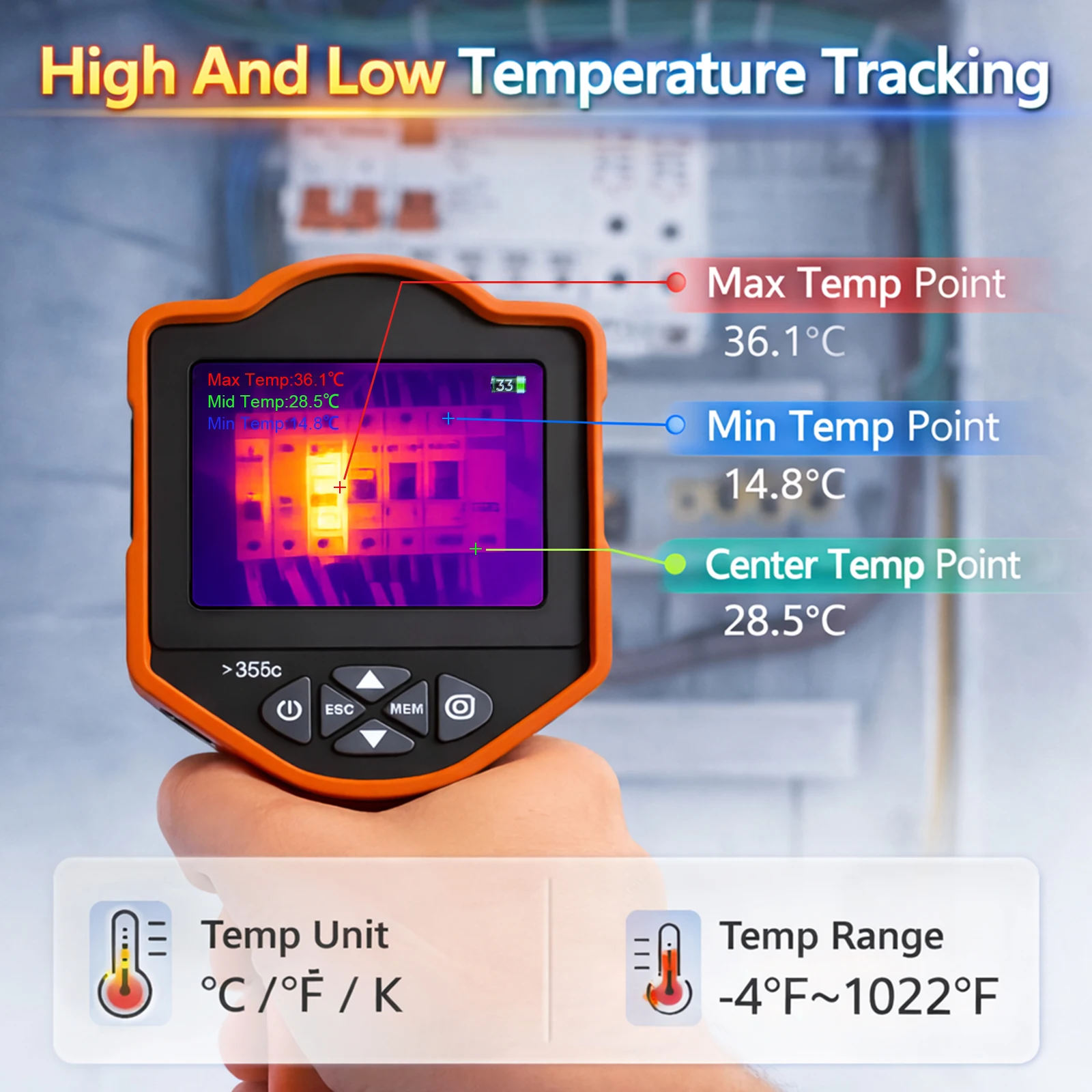 New Product Handheld Gun-Style Thermal Imaging Camera, 256×192 Resolution & 3.5