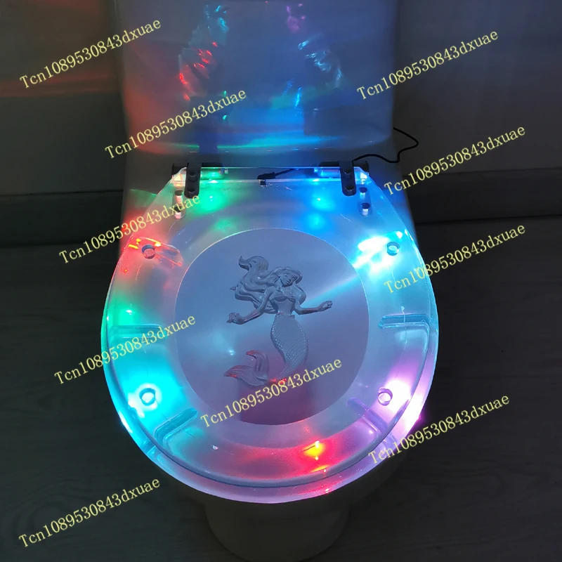 

Сиденье для унитаза из смолы со светодиодной подсветкой Прозрачная крышка «Русалка» Буфер из нержавеющей стали Швидкосъемный шарнир