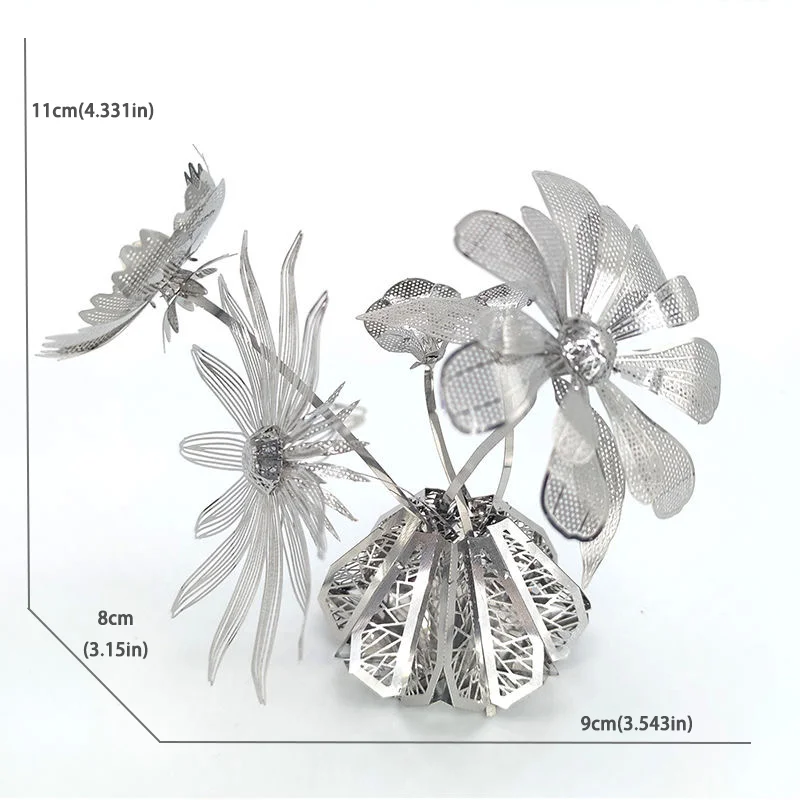 การจัดดอกไม้ 3D โลหะปริศนาชุด DIY เลเซอร์ตัดปริศนาจิ๊กซอว์ของเล่นสําหรับเด็ก