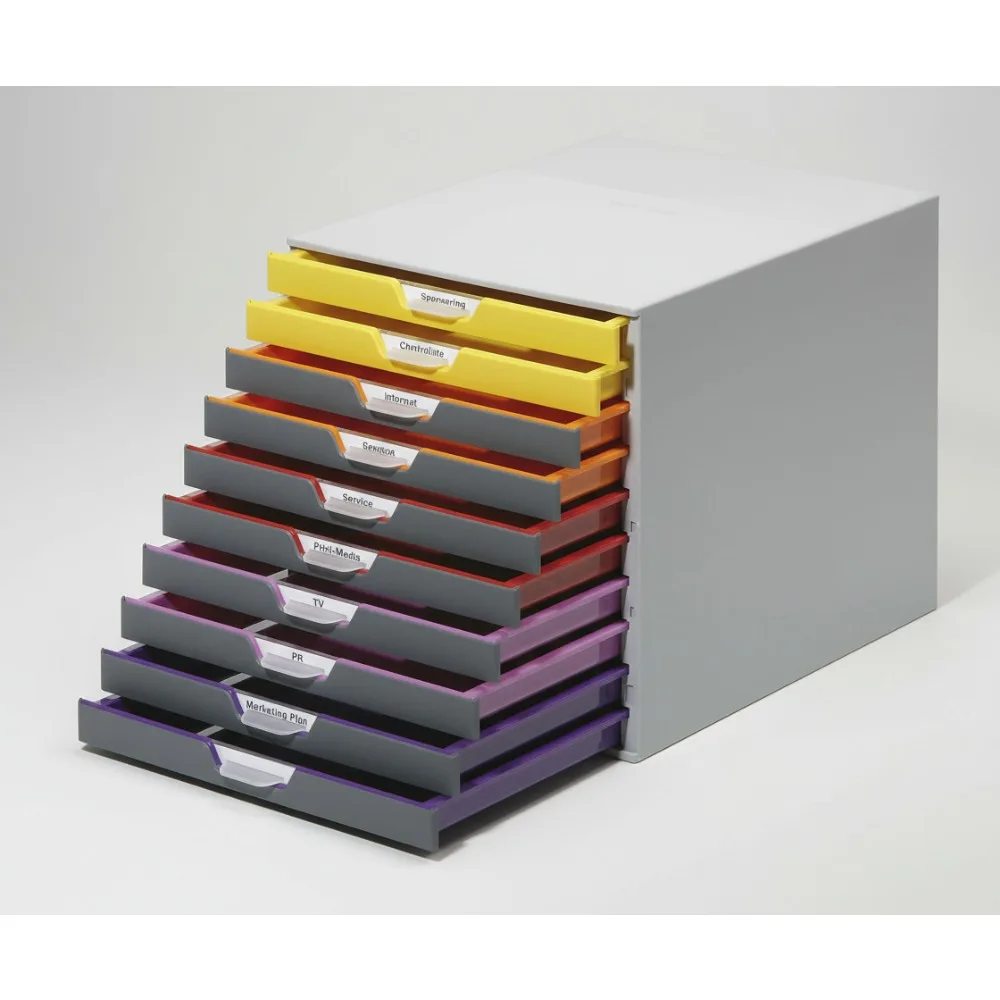 

10-Drawer Color-Coded Desktop Organizer - Letter Size File Storage for Office & Home Use