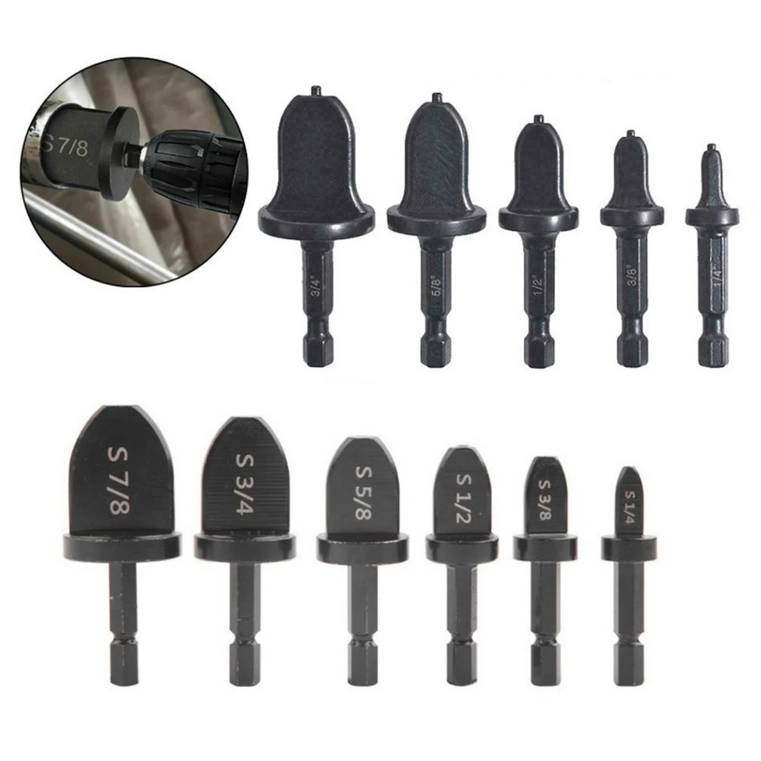 11Pcs Set HVAC Pipe Expander Copper Swaging Tool with 1/4'' 3/8'' 1/2'' 5/8'' 3/4'' 7/8'' Bits for Precision Leak-Proof Seals