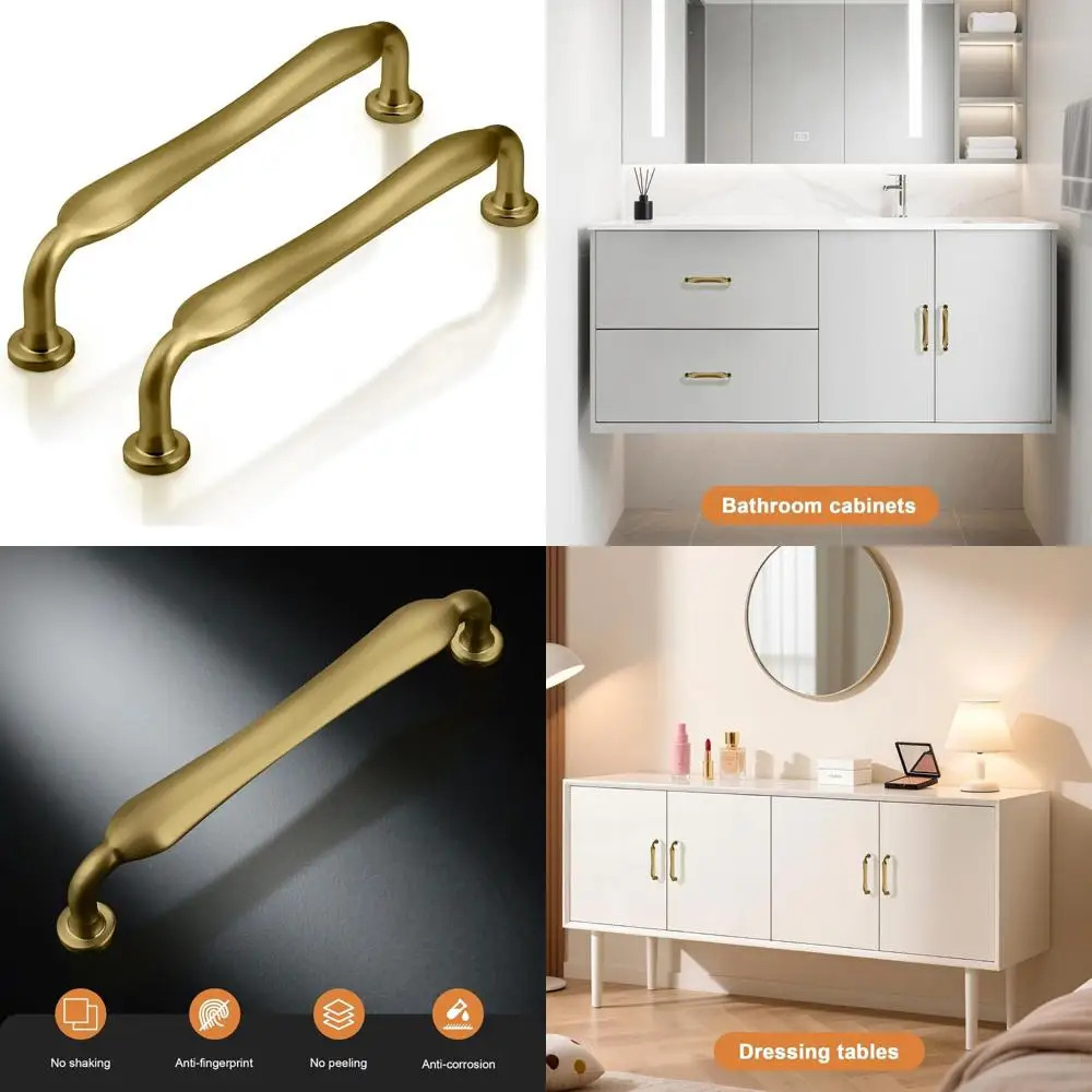 

5 Inch Champagne Bronze Zinc Alloy Cabinet Handles, Kitchen Cupboard Drawer Pulls with 128mm Hole Centers