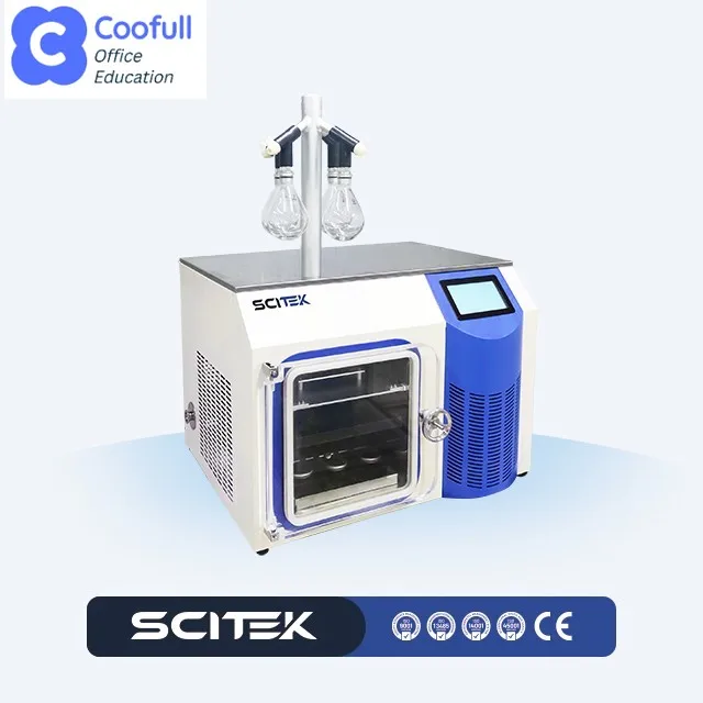 Desktop Pilot Freeze Dryer In-situ Freeze-drying 7inch LCD Touch Screen Electrically Actuated Cold Trap Defrosting System