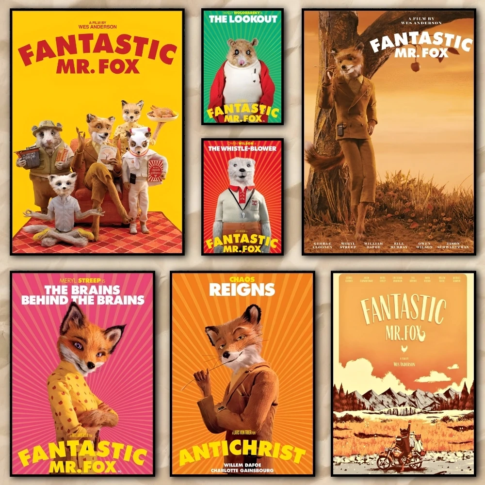 ملصق فيلم The Fantastic Mr. Fox ملصق مثالي ذاتي اللصق لمكتب المسرح المنزلي ديكور فني جداري هدية رائعة