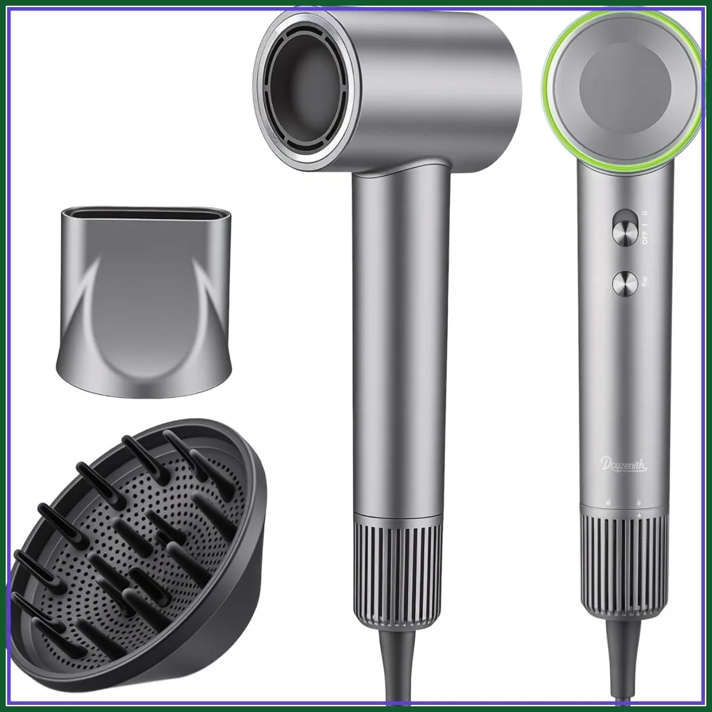 

160,000 RPM High Speed Ionic Hair Dryer,3.7 Billion Negative Ions, Low Noise Portable Blow Dryer, Includes Diffuser&Concentrator
