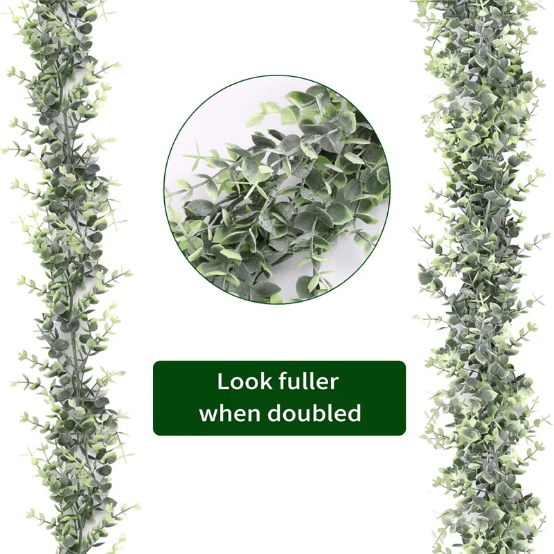 10 Sets Eucalyptus Wreaths, 57 Feet Of Artificial Green Plants, Suitable For Weddings, Engagements, Parties, And Home Decor - No