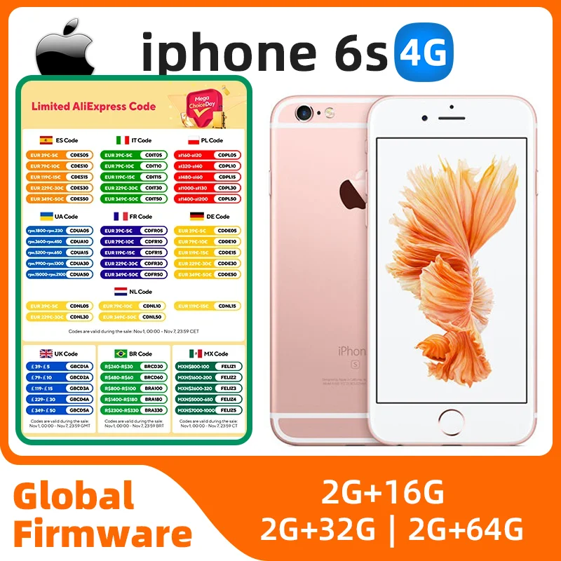 

Apple iPhone 6S Smartphone 4.7" IOS 16/64/128GB ROM 2GB RAM 12.0MP Dual Core A9 4G LTE USED Mobile Phone used phone