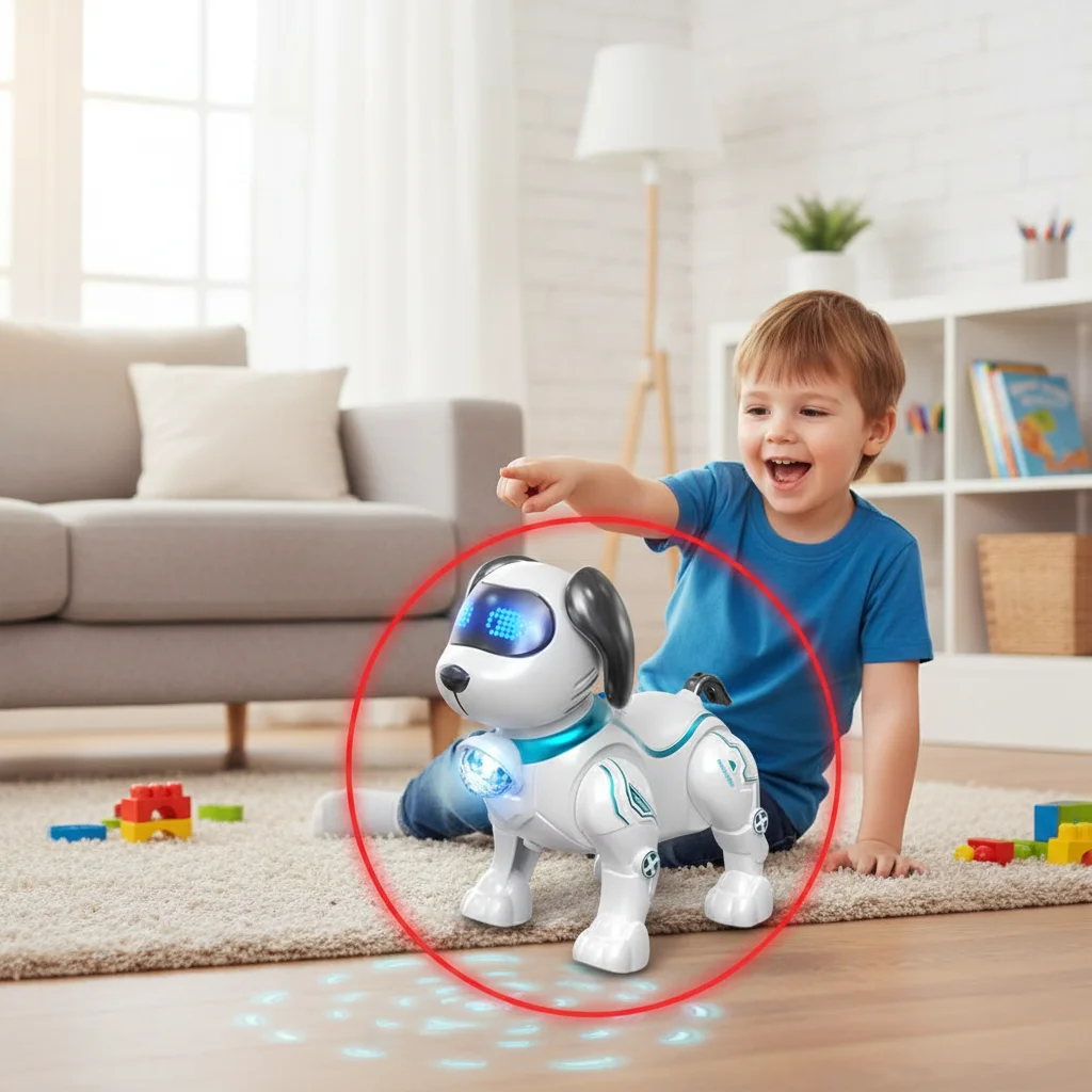 

Interactive Electronic Robot Dog with Music Lights Leash Walking Dancing Pet Toy Autonomous Movement Dynamic Dance Steps