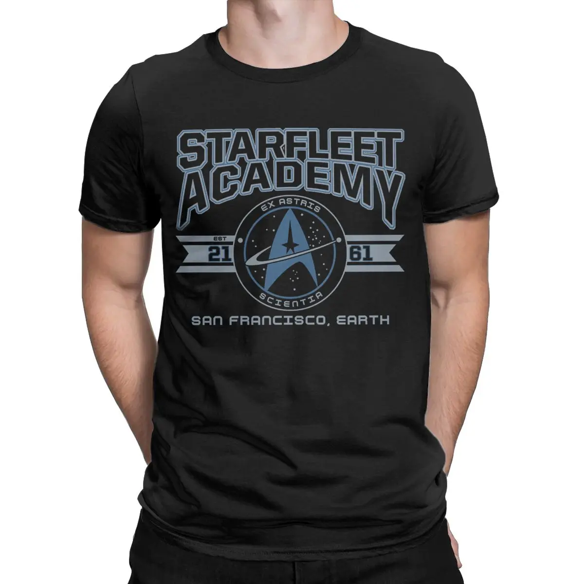 Men\'s T-Shirt Stars Treks Starfleet Academy Earth Creative Pure Cotton Tee Shirt Short Sleeve T Shirts O Neck Tops Printing