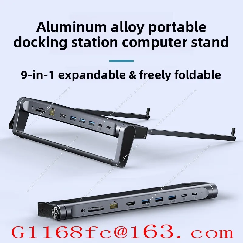 Aluminum Alloy Folding. Fast Charging Laptop Holder with Mesh Port Docking Station