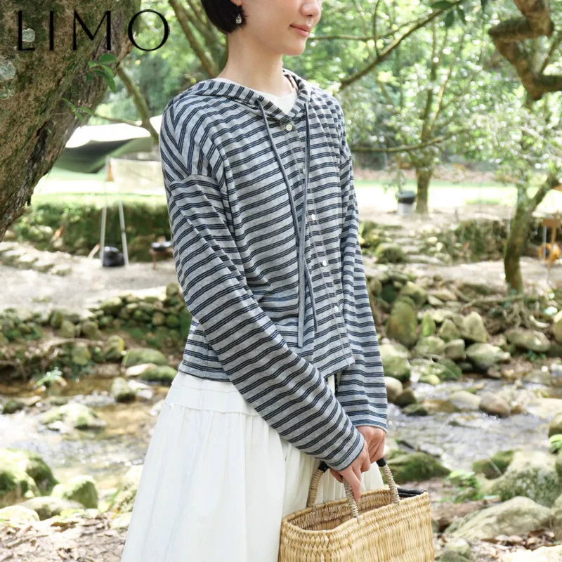 

LIMO Women's Hooded Cardigan Early Autumn - Soft Lightweight Knit Open Front, Elegant Loose Fit, Versatile Casual Cover-Up