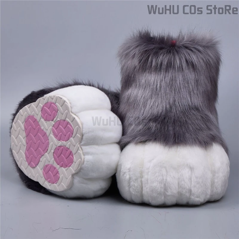 Fursuit cosplay patas sapatos acessórios peludo cosplay coelho gato botas bonito fofo animal mangá festa cos wearable unisex traje