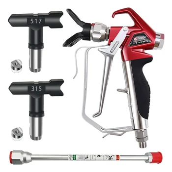 Havasız Boya Püskürtme Tabancası Yüksek Basınçlı 3600 PSI Tersinir 517 Nozul Ucu Koruma Döner Bağlantı, 11 inç Uzatma Direği ile