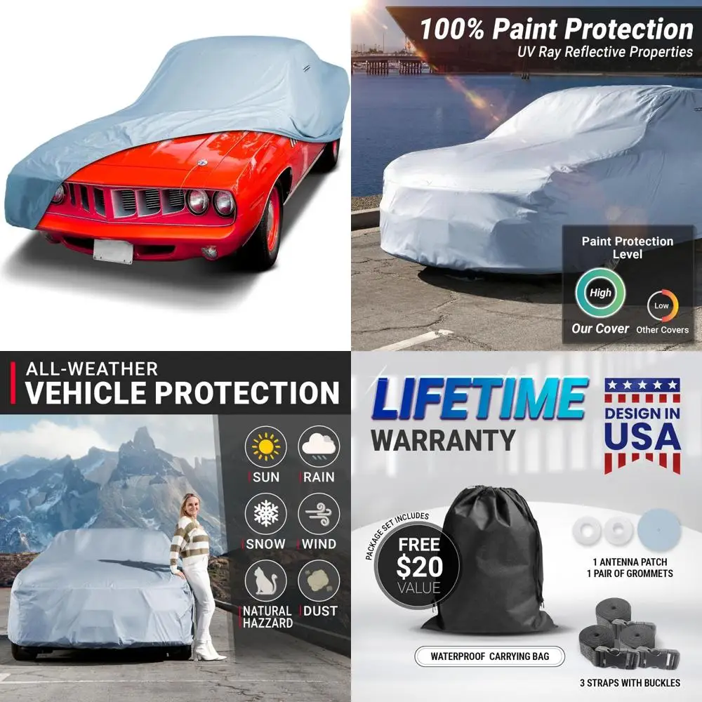 غطاء سيارة مقاوم للماء عالي التحمل مناسب مخصص لـ 1967-1969 بليموث باراكودا حماية لجميع الأحوال الجوية للاستخدام الداخلي والخارجي