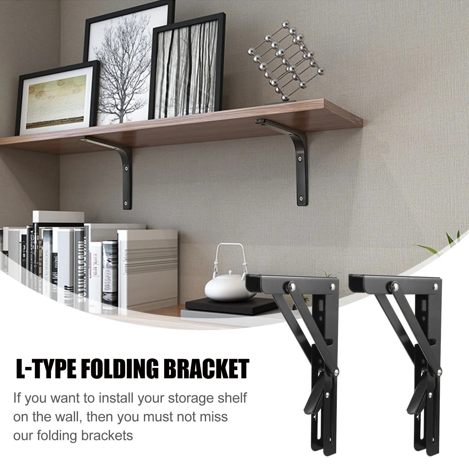 

Tripod Folding Brackets Partition Wall Plate Shaped Foldable Supports Heavy Duty