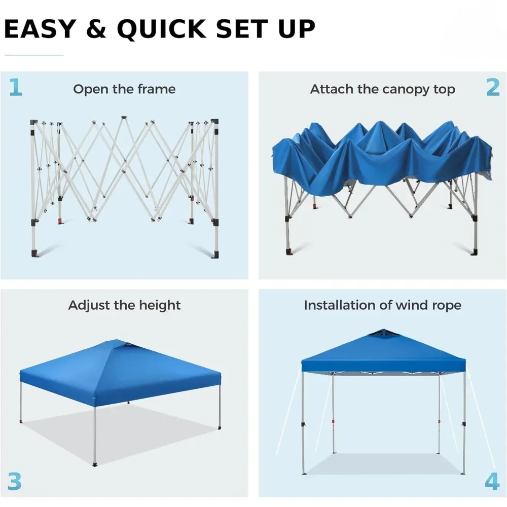 Carport, 10x10 Outdoor Pop-Up Canopy Tent, Easy-to-Set-Up Straight Leg Folding Instant Shelter, 100 Square Feet of Shade, Blue