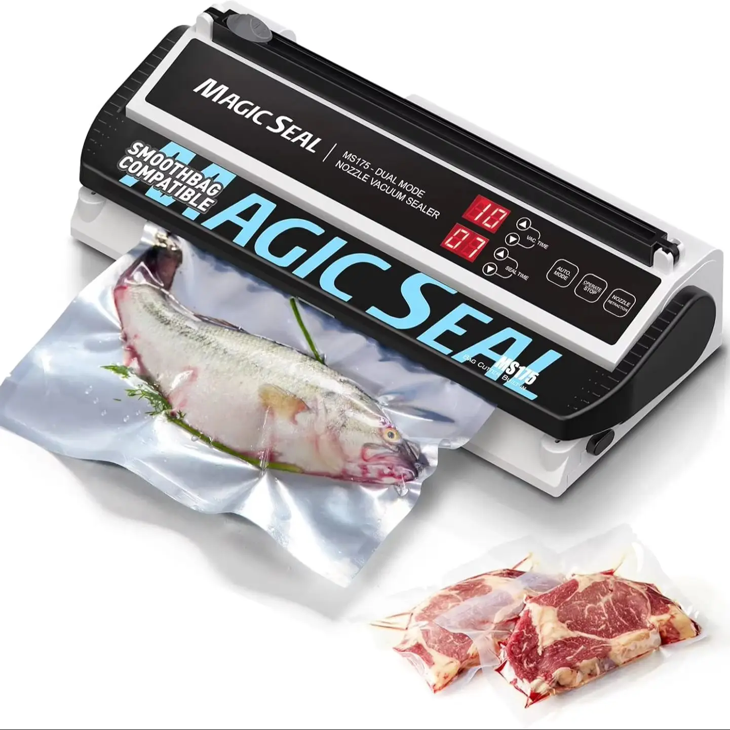 Magic Seal Vacuum Sealer Packaging Machine Food Vacuum Sealer Household Plastic Bag Sealer With free Vacuum bags for HomeKitchen