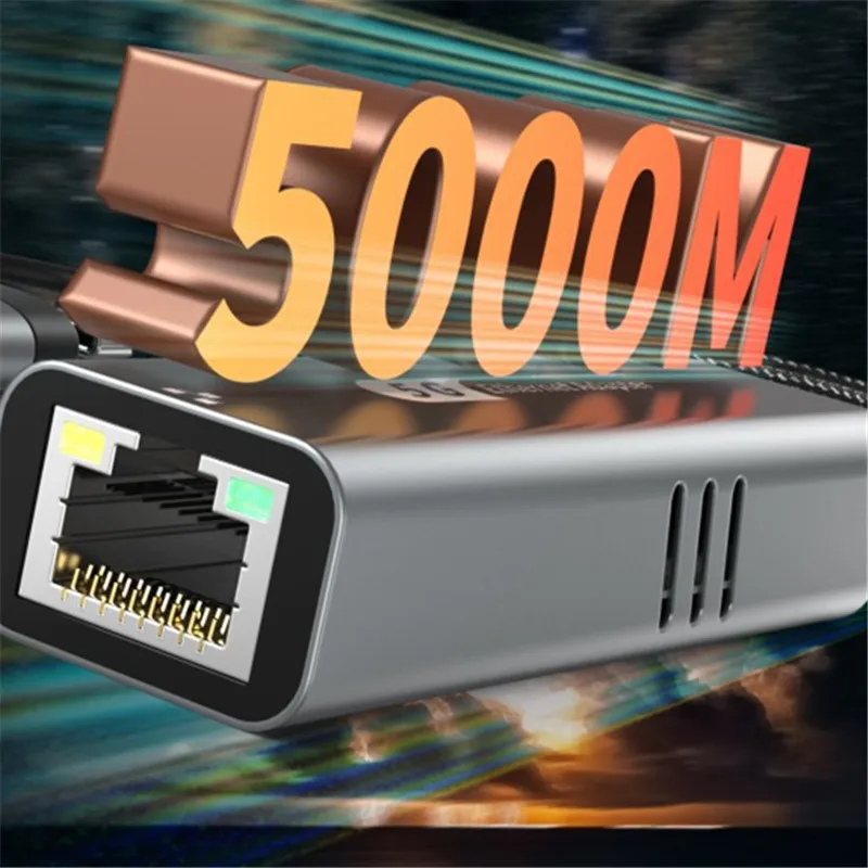Сетевой преобразователь USB3.2 в RJ45, 5 Гбит/с, 5G, 2,5G, 1G, 100 Мбит/с, совместимый с набором микросхем RTL8157, USB-адаптер Ethernet для ноутбука