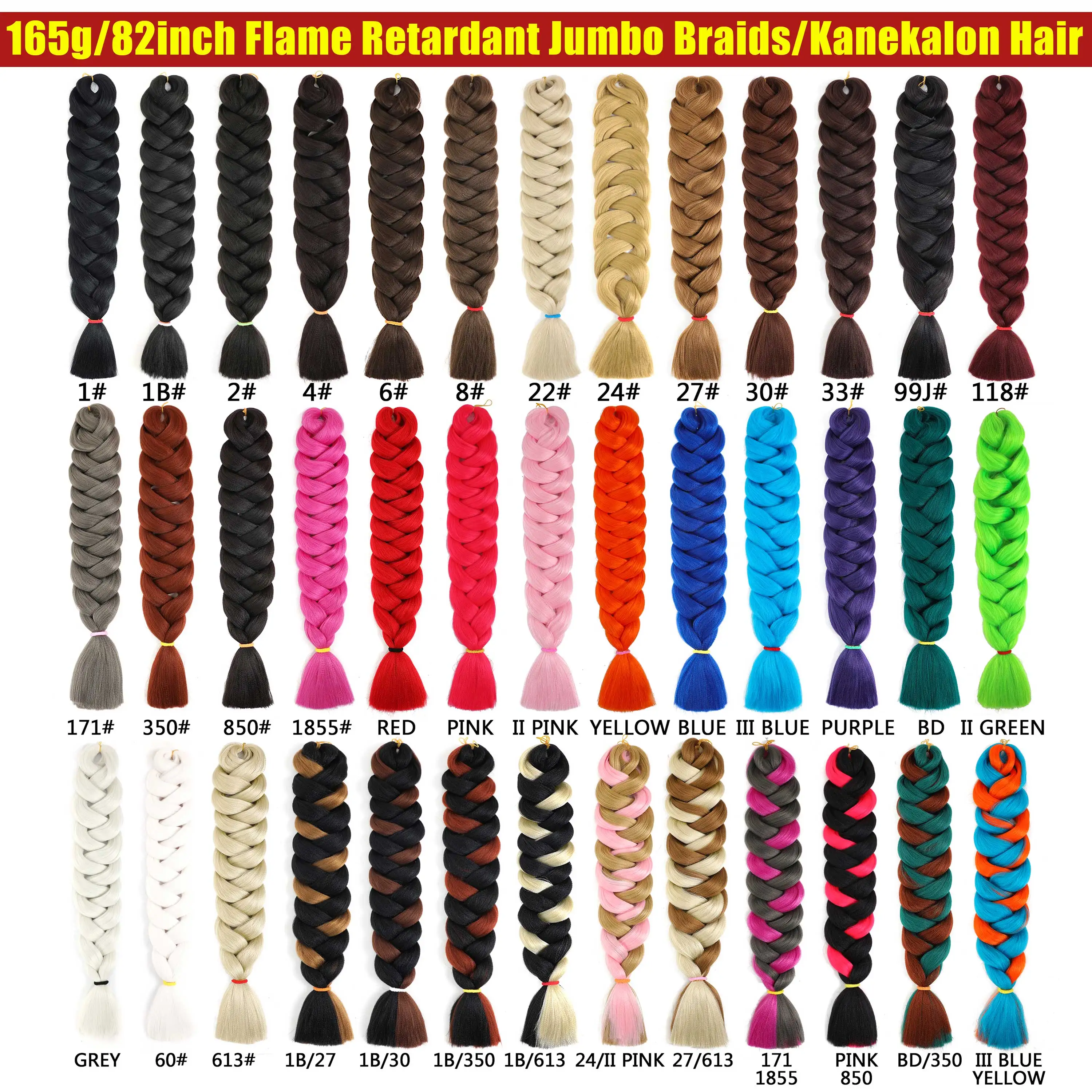 4 10 Bundle Deals 82 Inch Long Kanekalon Synthetic Crochet Hair 165g Pre Stretched Jumbo Braiding Hair Extension For Black Women