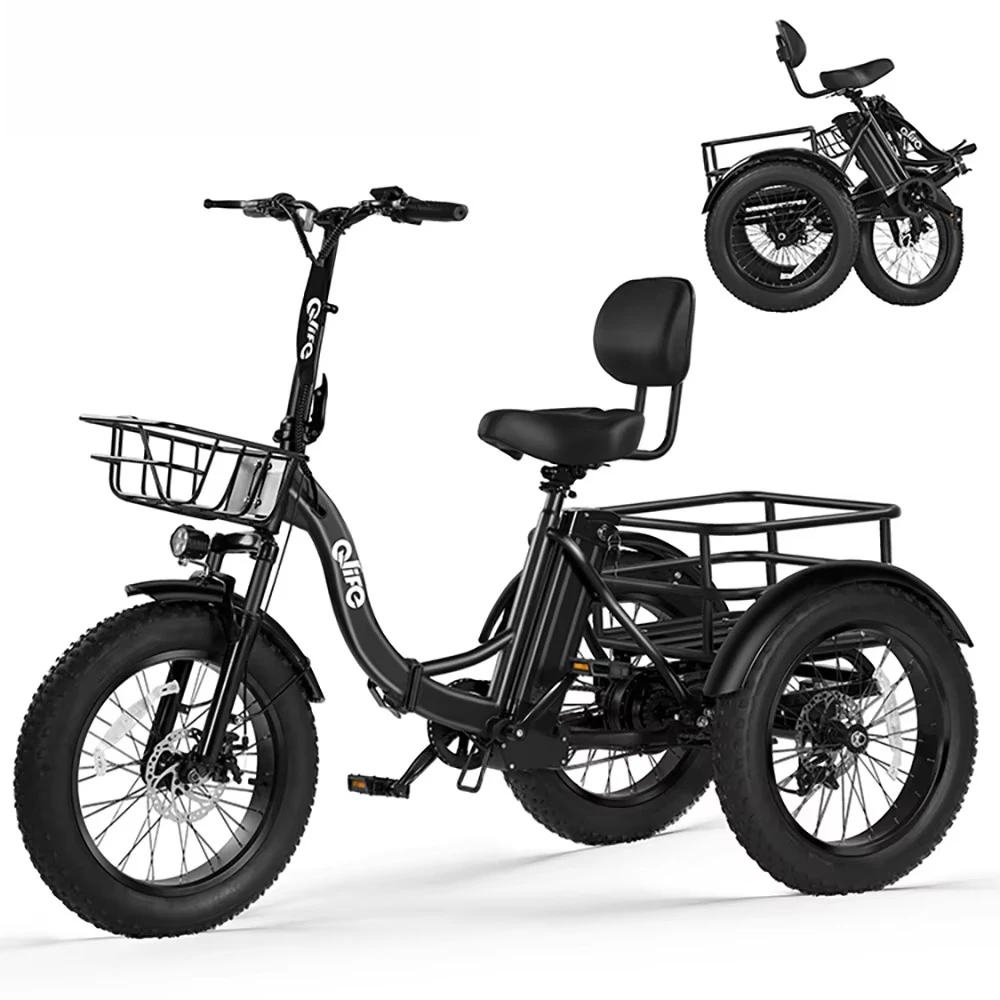 Qlife Triker Plus Folding Trike Electric Bike Cargo Bike Adult Tricycle