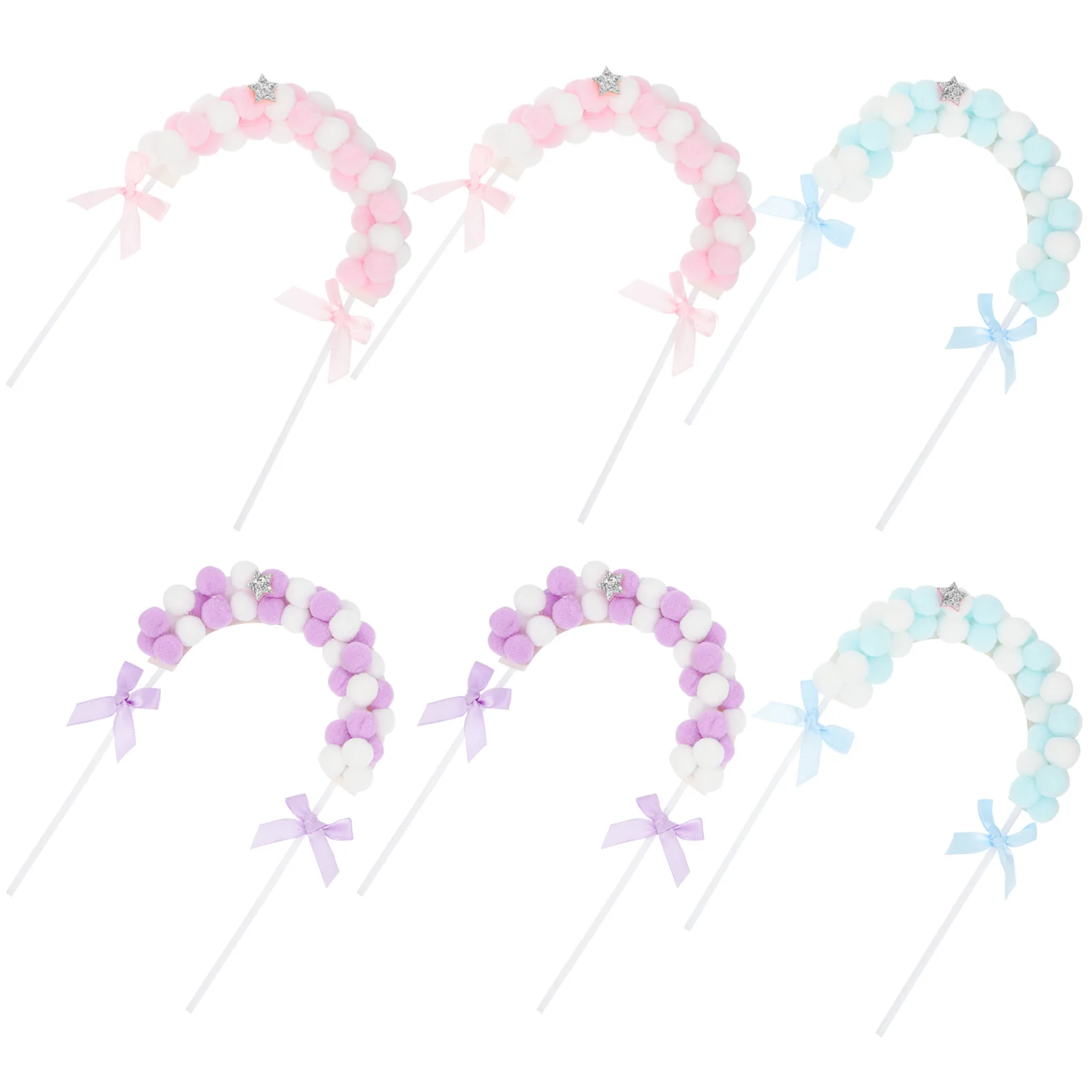 

6 Pcs Cake Decorations Polyester Inserts Toppers for Cupcake Birthday Picks Party Supplies Arch Baby Stylish Practical