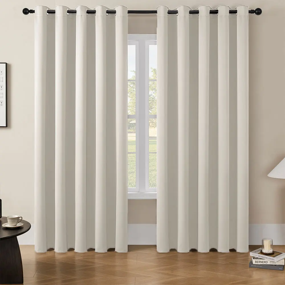 【Lifeideas】Solid Colour Grommet Top Polyester 100% Blackout Curtains Pair Home Decoration Windows Doors