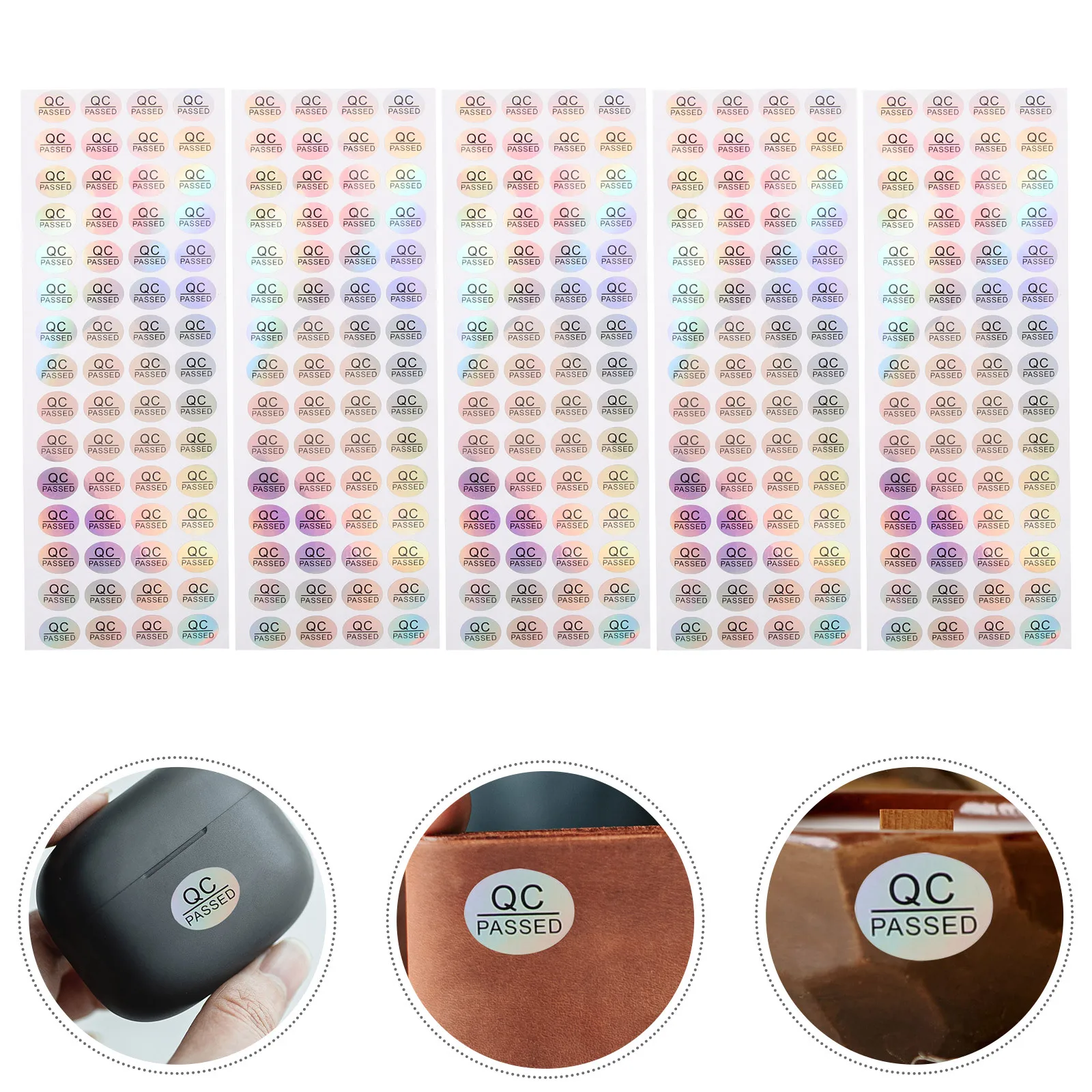 

5 Sheets Qc Passed Stickers Strong Stable Structure Smooth Surface Warehouse Tested Tags Shipping Qc Labels Practical