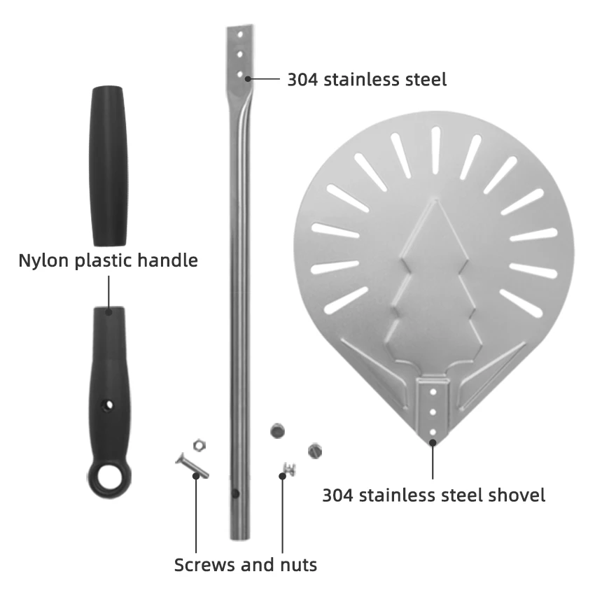 Christmas Gifts 8inch Perforated Small Pizza Turning Peel Turner Stainless Steel with Retractable handle Pizza Oven Accessories