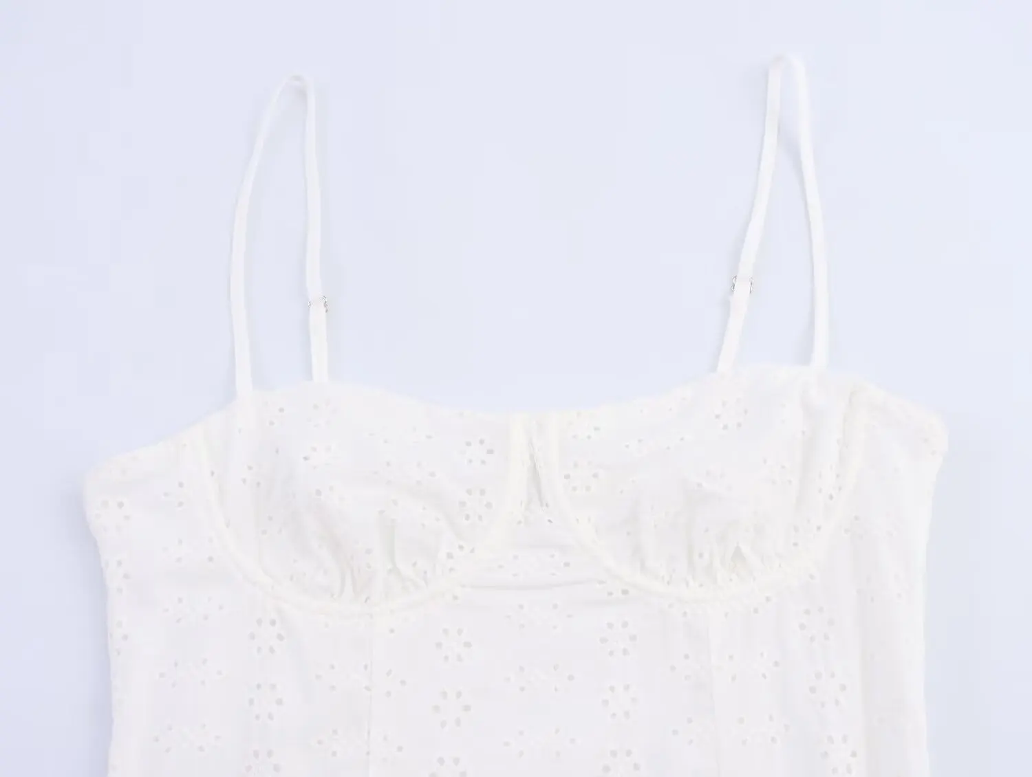 Abito estivo con ricamo a canotta scavato bianco Abiti da donna midi a trapezio senza schienale