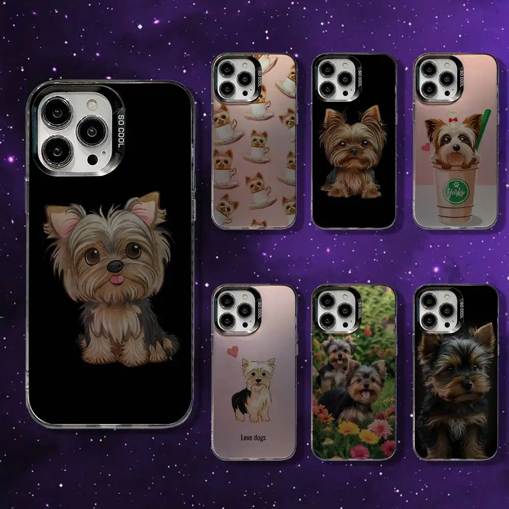 

Yorkshire terrier dog Phone Case For iPhone 16,15,14,13,12,11,Mini,Pro,MAX Pink Matte Silicone Cover