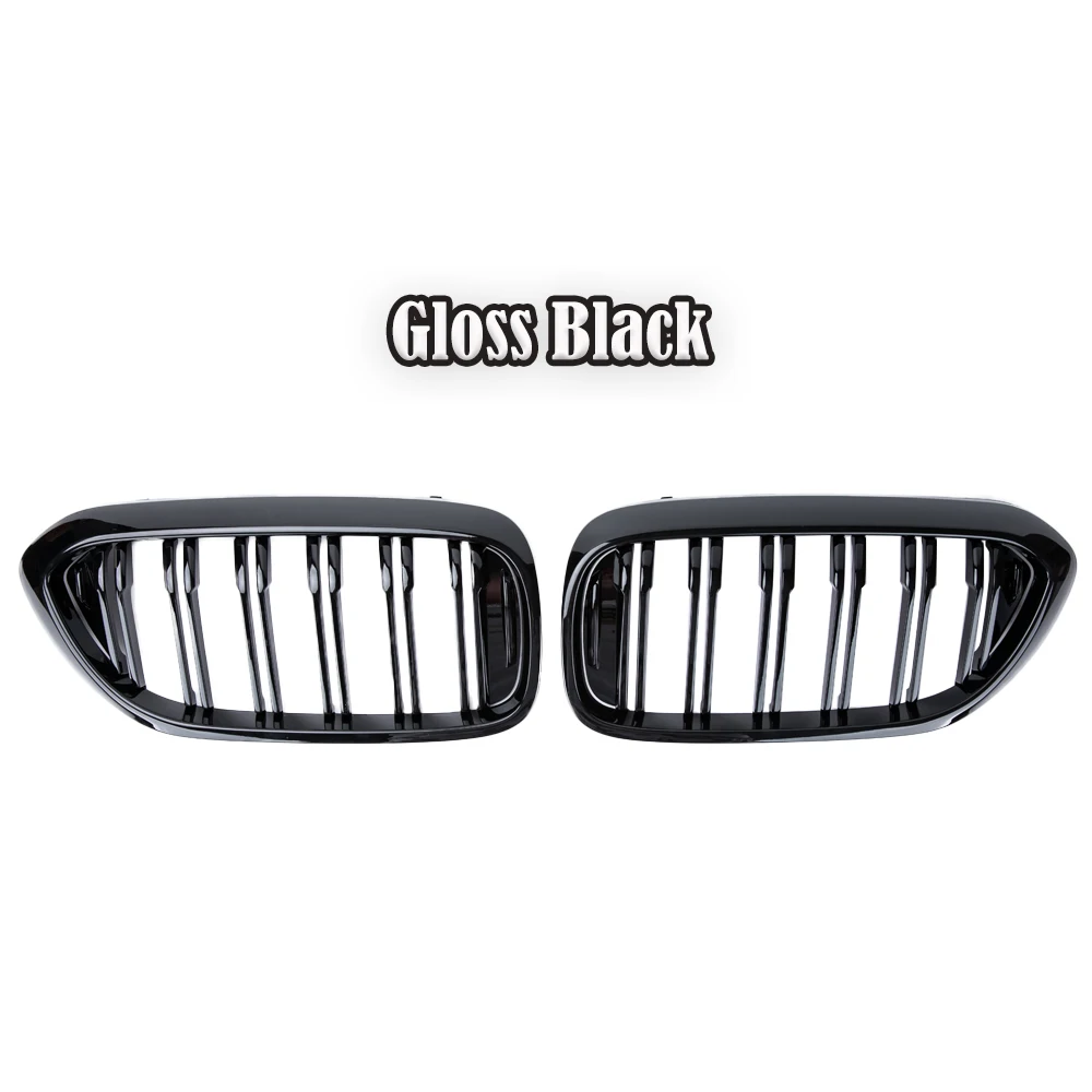 1 Pair ABS Double Slats Glossy Black Grills Front Kidney Grille Grill For Bmw 5 Series G30 G38 525I 530I 540I 550I 2017-2020