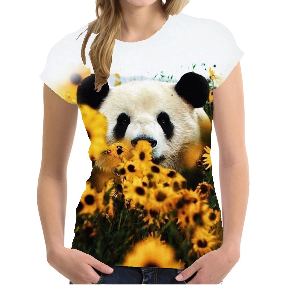 Summer Fashion Cute Panda 3D Print T-shirts Women Streetwear Casual Harajuku Y2k Short Sleeve T Shirt O-neck Tees Tops Clothing