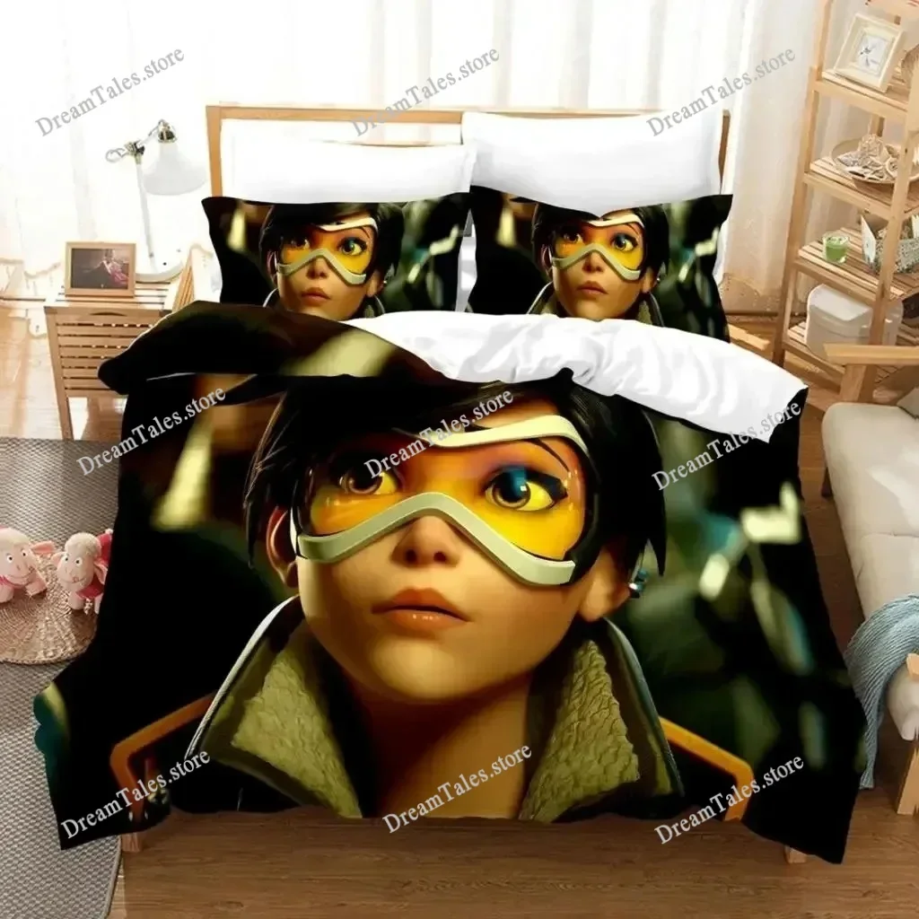 

3D Print Anime Overwatch Widowmaker Bedding Set Bed Cover Pillow Case Cartoon Anime Character Duvet Coverfor Boys Queen