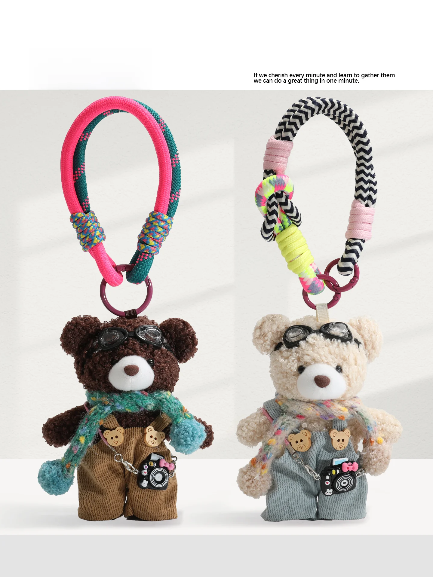 Dopamine Bear Keychain Bag Charm Carabiner Toy Pendant Ry&Cr 2026 New Spring Fashion Accessories Leather Goods