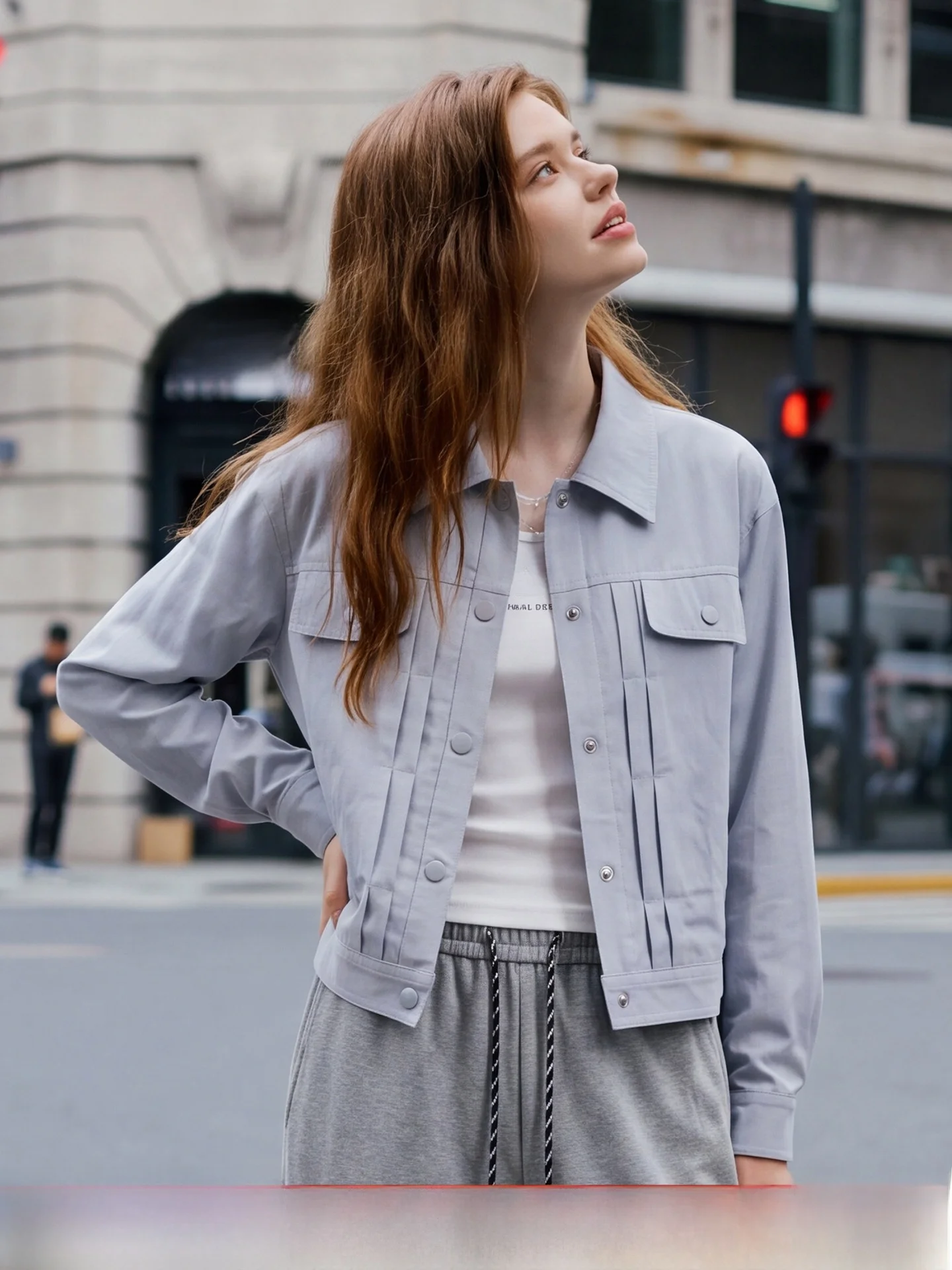 Comfortable Casual Linen-Like Short Jacket Autumn Streetwear Double Pocket Long Sleeve Coat Top KUHNMAVI Women's Fashion